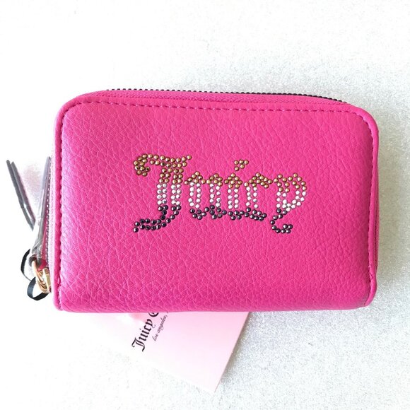 Juicy Couture Angel Breaking The Rules Medium Double Zip Around Pink Wallet NWT - Picture 1 of 8